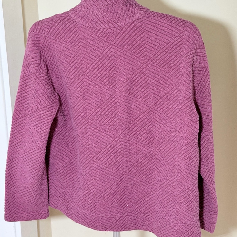 Nic + Zoe Pink Geometric Patterned Quarter-Zip Pullover - Picture 3 of 4